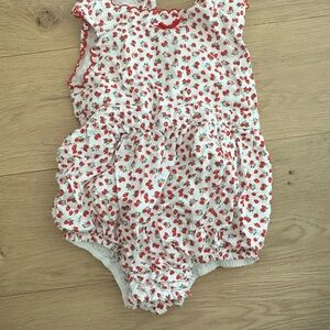 Rachel Riley Strawberry Print Baby Romper, 24 months